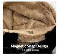 Sac fourre-tout personnalisé en fausse fourrure de chat avec de grands yeux, sac à bandoulière en peluche pour femme, accessoire de mode hivernal avec broderie contrastante