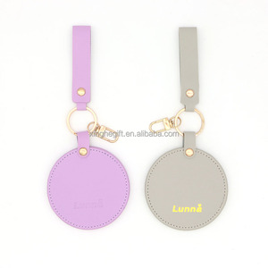 Portable Pedant PU <strong>Leather</strong> Custom Cosmetic <strong>Mirror</strong> Make up Custom Debossed logo - Product Image 5