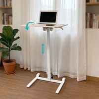 Bureau mobile moderne pour ordinateur portable, design pliable, plateau inclinable multi-angles, roulettes silencieuses, métal, ergonomique, portable