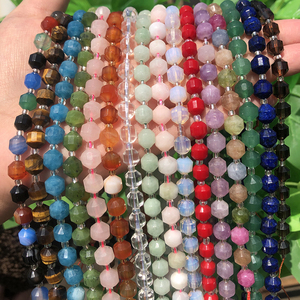 Cuentas de Piedras Semipreciosas Naturales de Ágata Facetada en Forma de <span class=keywords><strong>Oliva</strong></span> de 8/10 mm, Ojo de Tigre, Peridoto, Aguamarina, 15 Pulgadas para Fabricación de Joyería DIY - Product Image 3