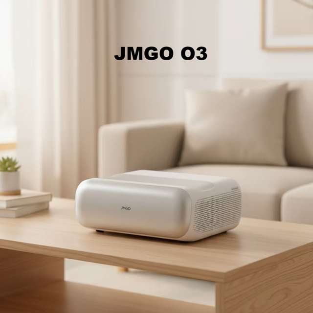 JMGO O3 4K DLP Ultra-short Throw Projector 0.18:1 Triple Laser Smart Auto-Adjust 240Hz Gaming Portable Built-in Speakers Wi-Fi