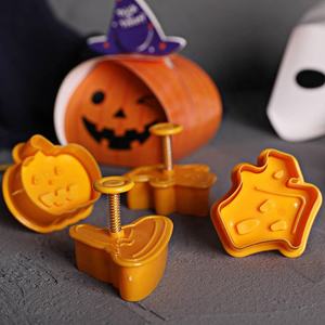 Nouveau 4 pièces chapeau <span class=keywords><strong>citrouille</strong></span> gost maison <span class=keywords><strong>halloween</strong></span> forme piston presse 3d mignon mini plastique personnalisé <span class=keywords><strong>emporte</strong></span>-pièce - Product Image 3