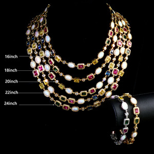 Collar de Cadena de Eslabones con Cruz de Diamantes CZ de Colores NUOYA, Cadena de Eslabones con Ópalo de Colores Chapada en Oro, Joyería Fina Estilo Hip Hop para Hombres y Mujeres, Regalo - Product Image 3