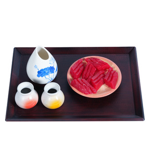 Double-sword round non-slip <b>tray</b>, imitation mahogany Japanese <b>tray</b>, dessert <b>tray</b>, <b>tea</b> <b>tray</b>, sushi <b>tray</b>, sukiyaki, Japanese and - Product Image 3