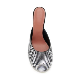 Mules élégantes pour femmes avec strass, talons hauts, bout rond, talons évasés, chaussures de soirée, chaussures de mariage - Product Image 6