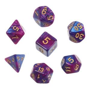 Lot de 7 dés polyédriques DND style gemme craquelée bicolore, vente en gros, offre spéciale - Product Image 3