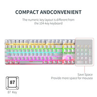 Vente chaude clavier de jeu mécanique RVB JK87plus 87 touches de langue espagnole bleu de type c clés programmables USB pour les