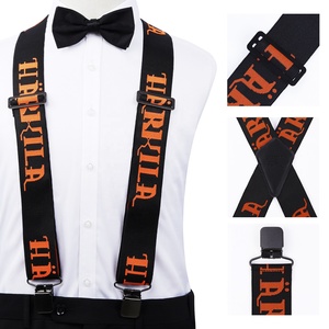 Op maat gemaakte logo modeontwerp 4 clips bretels PU leder X-stijl bretels polyester elastisch geweven breed 5CM stalen gesp OEM service - Product Image 2
