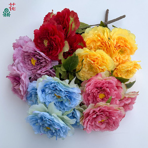 Flores Artificiales de Seda, Peonía Imperial de Cinco Cabezas, Realistas, para Decoración de Interiores, Tallo Único - Product Image 1