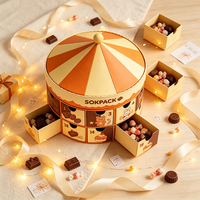 Boîte de calendrier de l'avent personnalisée en forme de tente, boîte cadeau avec tiroir rotatif, calendrier de compte à rebours de 24 jours, boîte d'emballage pour chocolats et bonbons