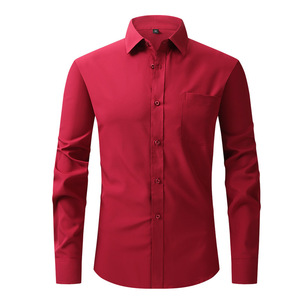 Chemise de bureau pour homme, taille américaine, manches longues, en flanelle, anti-boulochage, tissu extensible, tenue décontractée ou formelle - Product Image 2