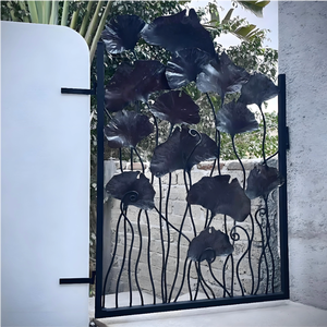Puerta de Jardín de Hierro Forjado a Mano, Galvanizada en Caliente + Pintura Antioxidante de 3 Capas, con Bisagra Flexible de Apertura Interior y Exterior para Villa - Product Image 2