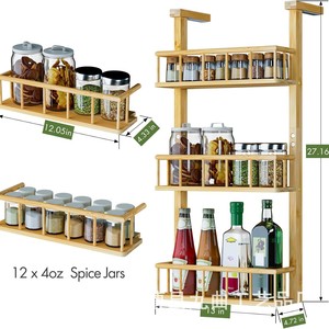 Estante de Almacenamiento Colgante de Madera de Múltiples Niveles para Refrigerador, Organizador de Especias y Utensilios de Cocina, 3 Pisos, Instalación sin Taladro - Product Image 2