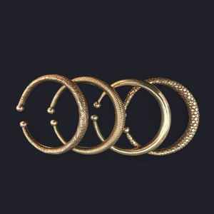 Conjunto de 4 brazaletes bohemios de latón africano, brazalete de joyería de latón estilo boho de forma única. - Product Image 1