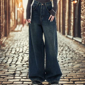 Women's Breathable High Waist Straight Loose Casual Denim <b>Jeans</b> Versatile and Easy to Match for Winter/Summer - Product Image 2