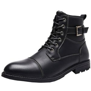 Nouvelles Bottes Homme 2026 en Cuir Véritable à Bout Rond, Lacets, Semelle Antidérapante en Caoutchouc, Style Toutes Saisons - Product Image 1
