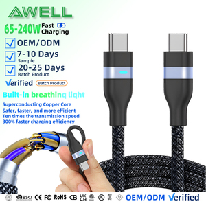 كابل <span class=keywords><strong>USB</strong></span>-C مجدول بقوة 240 واط بالجملة، مصنوع من النحاس النقي للهواتف المحمولة وبنوك الطاقة الذكية - Product Image 1