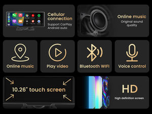 Monitor CarPlay inalámbrico de 10,26 pulgadas, pantalla IPS, Android, táctil automático, WIFI, FM, BT 5,0, cámara de salpicadero retrovisor, reproductor Multimedia AUX - Product Image 6