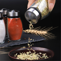 Organisateur de support à épices rotatif à 6 bocaux pour comptoir de cuisine, bocaux à épices en verre de 3 oz avec trous de versement réglables pour les assaisonnements