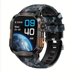 DF TAC <b>Rectangular</b> Tactical Smart <b>Watch</b> HT26 Black Green Blue Camo Wood Stainless Steel Silicone Strap IP68 Waterproof - Product Image 5