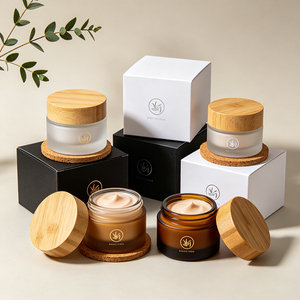 Luxuriöser Glas-Reinigungsbalsam-Behälter mit Bambusdeckel Klarer Kosmetik-Cremebehälter mit Verpackungsbox für Hautpflege - Product Image 6