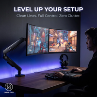 Support de moniteur réglable pour bureau, bras articulé ergonomique à ressort mécanique, support de moniteur VESA 17-32 pouces, fixation par pince en C, gestion des câbles