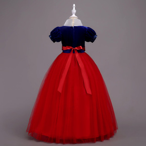 Robe de bal en tulle bleu foncé pour enfants, style Blanche-Neige, avec décolleté cœur, costume de spectacle pour filles, robe de fête d'anniversaire - Product Image 5