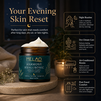 Crème de nuit MELAO au miel de Manuka et à l'acide hyaluronique pour peaux sèches et déshydratées, hydratation intense, soin nourrissant, confort et douceur pour le visage