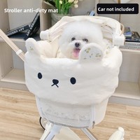 Set Bantal Kereta Dorong Hewan Peliharaan Tiga Bagian Gaya Korea Universal Empat Musim, Alas Tepi Kereta Dorong Kucing/Anjing yang Bernapas dan Hangat, Tikar Anti Kotoran
