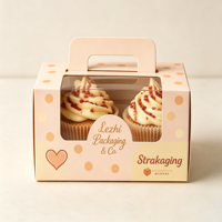 Scatole per Torte e Cupcake Personalizzate con Logo, Confezioni con Manico, Graziose Scatole Rosa per Dessert con Finestra Trasparente