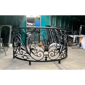 Hot Sale Antique Style Wrought Iron Curved Balcony Railing Outdoor Metal Terrace Railings Decorations For Home