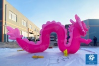 Dragon chinois rose gonflable géant aérien Produits gonflables décoratifs de dragon de fleur de pêcher pour des événements