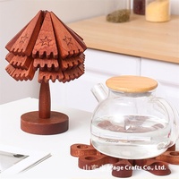 Tapis de table créatif en bois en forme d'arbre Dessous de verre anti-brûlure en bambou massif pour ornements de café Tapis de boisson avec logo imprimé