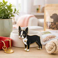 Gros personnalisé nouveau métal chaud Boston Terrier émail broche chien noir broche cadeaux pour les amoureux des chiens plaqué Boston Terrier épinglette