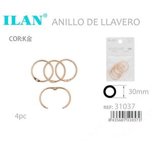 Porte-clés Ilan 30mm couleur or K 4 pièces - Product Image 3