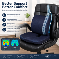Ensemble de coussins de soutien lombaire en mousse à mémoire de forme de qualité supérieure avec coussin de siège en forme de U pour chaise de bureau, siège de voiture et fauteuil roulant
