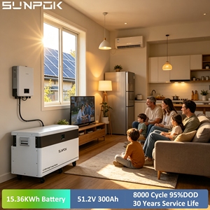 แบตเตอรี่ SUNPOK 8000 รอบการใช้งาน 48V 51.2V 300Ah Lifepo4 15 กิโลวัตต์ 15 กิโลวัตต์ชั่วโมง แบตเตอรี่พลังงานแสงอาทิตย์ แบตเตอรี่ลิเธียม พร้อมหน้าจอสัมผัส - Product Image 1
