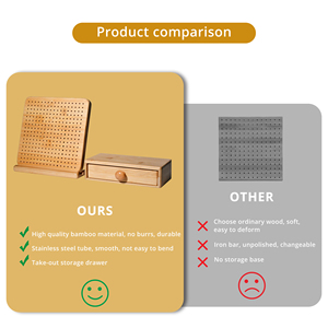 Tabla de bloqueo de hilo de bambú extra gruesa de 18 mm con clavijas, cajón de almacenamiento, <span class=keywords><strong>agujas</strong></span> y orificios para ganchillo - Product Image 2