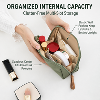 Trousse de Maquillage de Voyage Personnalisable avec Logo, Compartiments Divisés, Emplacements pour Pinceaux, Dragonne et Double Fermeture Éclair, Six Couleurs, Usage Quotidien