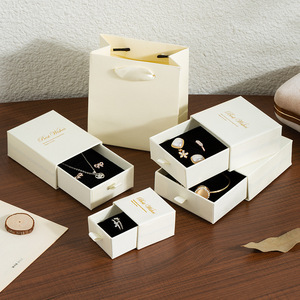 Manufacturer Custom Logo Drawer <b>Box</b> Eco-friendly Cardboard Jewelry Packaging <b>Box</b> for Necklace Ring <b>Earrings</b> Pendant Studs Bangle - Product Image 2
