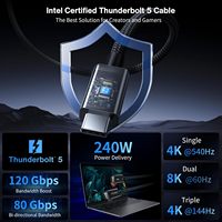 Câble de données toutes fonctions Thunderbolt 5 0.5M 1M 2M Charge rapide PD 240W 16K 60Hz Sortie vidéo 80Gbps Câble USB C vers USB C TB5