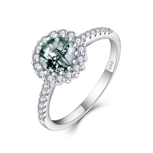 कस्टम प्राकृतिक रत्न क्लासिक गहने थोक मॉस एगेट हीरे की महिला उच्च अंत अंगूठी जोड़ी चांदी 925 गहने - Product Image 1