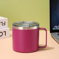 Mug isotherme à double paroi en acier inoxydable de 14 oz avec poignée, écologique, pour le bureau, le camping et les voyages