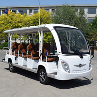 Vente flash : Bus électrique touristique 14 places avec sièges en cuir marron pour les excursions en station balnéaire et les parcs d'attractions