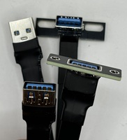 Ruban plat profil bas USB 3.0 femelle coudé 90 degrés haut vers le bas fil d'extension coudé avec vis de verrouillage montage sur panneau