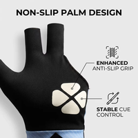 Gants de billard à trois doigts exposés, haute élasticité, respirants, légers, anti-transpiration, pour snooker, tennis de table, design antidérapant, sport