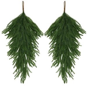 Decoración Navideña Artificial de Agujas de Pino para Colgar en la Pared, de 30cm-100cm, Plástico Verde, para Fiestas en Casa - Product Image 1