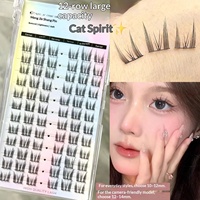 Mengjie Shangpin Faux cils en poils synthétiques haute capacité à 12 rangées, style Manga Cat-elf, naturels, doux et légers, en grappe unique