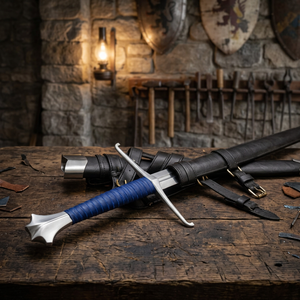 Espada Larga Medieval de Acero con Alto Contenido de Carbono Forjada a Mano, Réplica de Fantasía, con Funda de Cuero, Cuchillo Utilitario, OEM Personalizable, Colección - Product Image 5