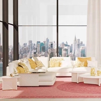 Italienisches Design Villa Wohnzimmer 7-Sitzer Ecksofa-Set Modernes Schwarz/Weißes Ledersofa Luxuriöses Neues Sofa zum Verkauf